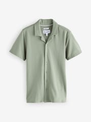 Зеленый - Threadbare трикотажная рубашка из 100% хлопка пике с отложным воротником и короткими рукавами - Изображение 5 из 5