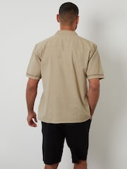 Threadbare Natural Relaxed Fit Linen Blend Lace Trim Shirt - Image 2 of 5