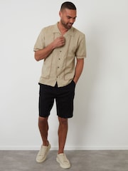 Threadbare Natural Relaxed Fit Linen Blend Lace Trim Shirt - Image 3 of 5