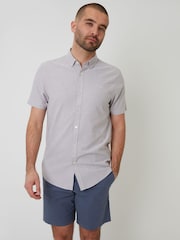 Threadbare Grey Oxford Short Sleeve Shirt - Image 1 of 4