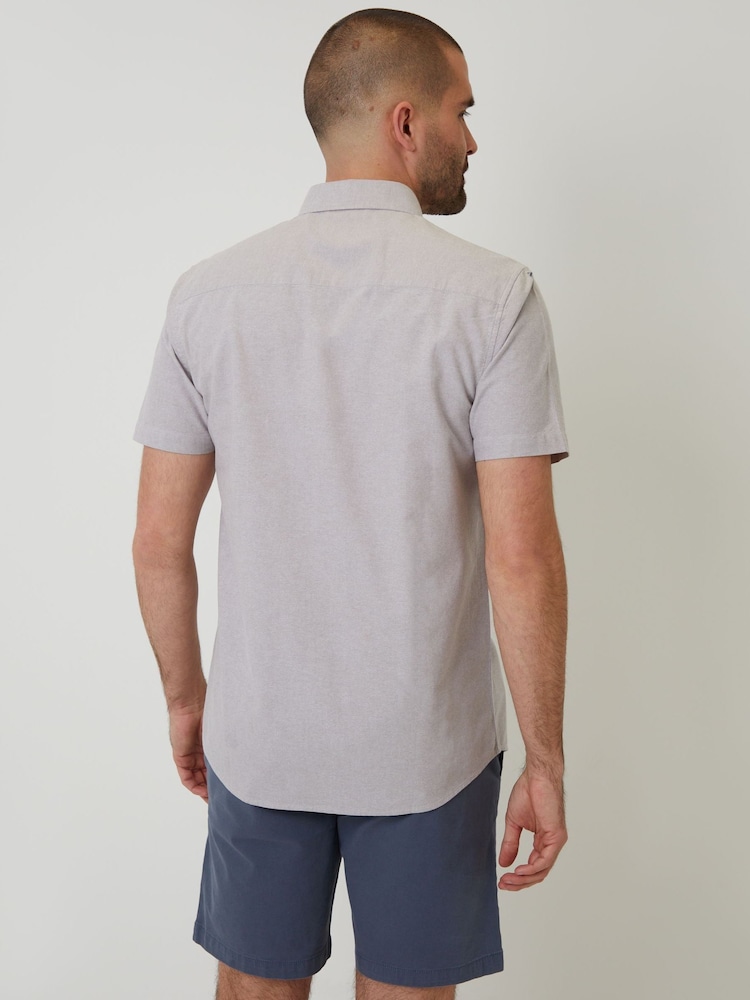 Threadbare Grey Oxford Short Sleeve Shirt - Image 2 of 4
