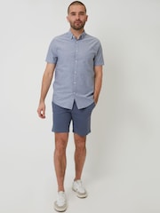 Threadbare Denim Blue Oxford Short Sleeve Shirt - Image 3 of 4