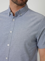 Threadbare Denim Blue Oxford Short Sleeve Shirt - Image 4 of 4