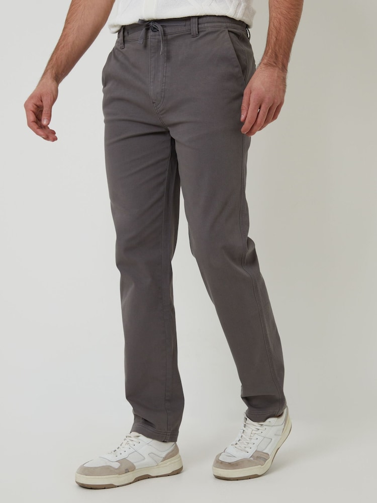 Threadbare Grey Elasticated Waist Regular Fit Chino Trousers - Image 1 of 4