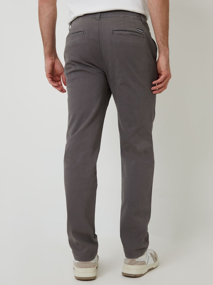Threadbare Grey Elasticated Waist Regular Fit Chino Trousers - Image 2 of 4
