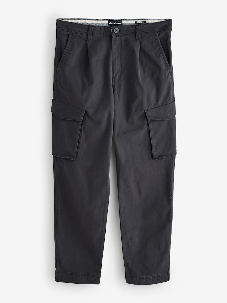 Threadbare Black Relaxed Fit Stretch Cargo Chinos Trousers - Image 1 of 1
