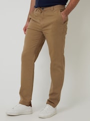 Threadbare Brown Elasticated Waist Regular Fit Chino Trousers - Image 1 of 4