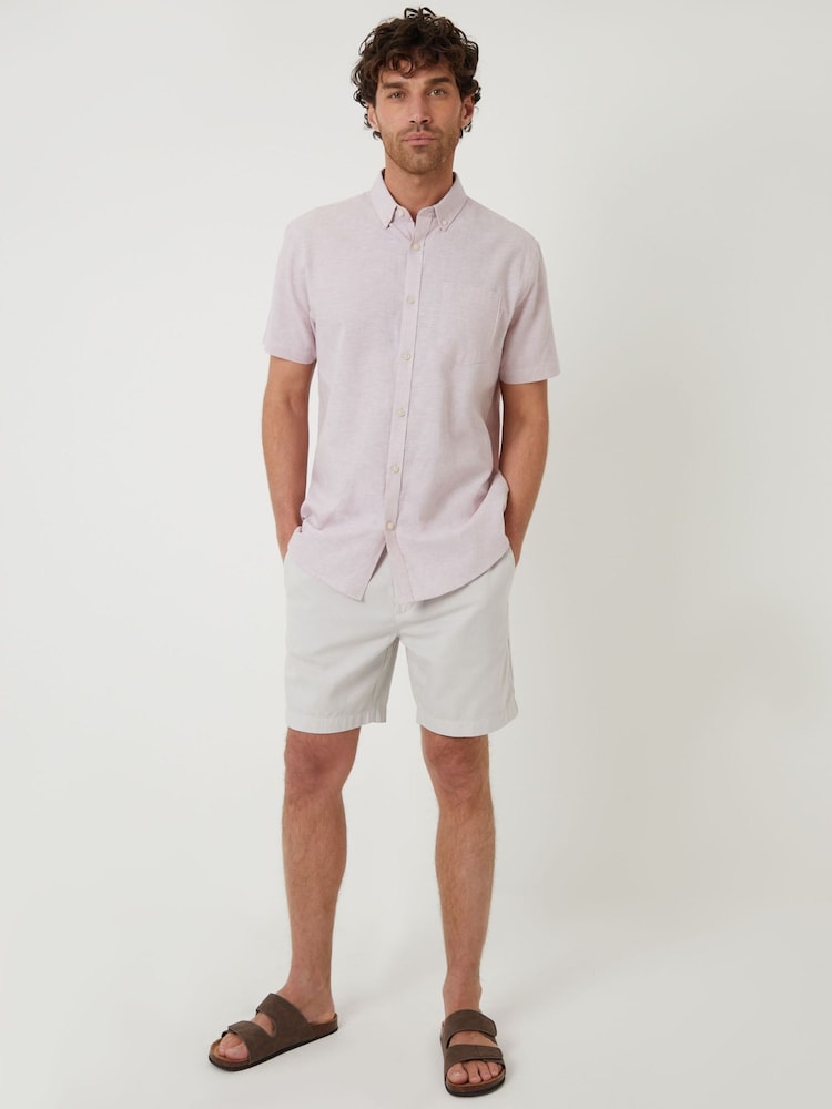 Roze - Threadbare - Overhemd van linnenmix met korte mouwen - Image 3 of 4