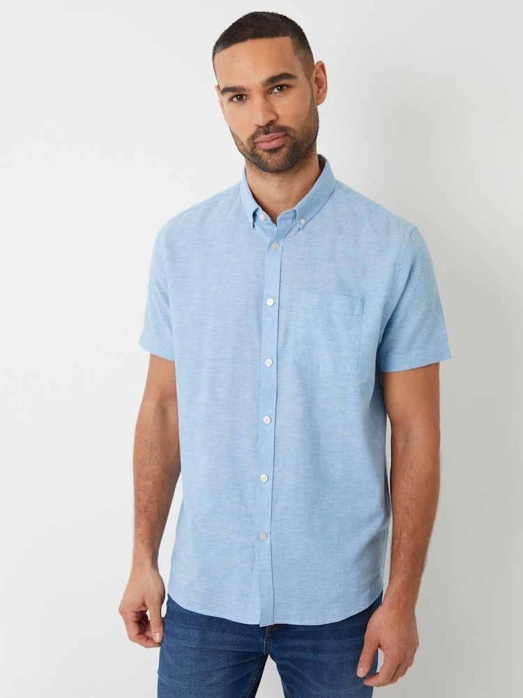 Azul - Camisa de manga corta en mezcla de lino de Threadbare - Imagen 1 de 4 Azul - Camisa de manga corta en mezcla de lino de Threadbare - Imagen 1 de 4