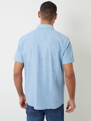 Azul - Camisa de manga corta en mezcla de lino de Threadbare - Imagen 2 de 4