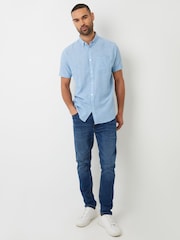 Azul - Camisa de manga corta en mezcla de lino de Threadbare - Imagen 3 de 4