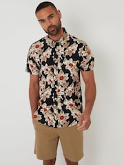 Threadbare Black/chrome Print Short Sleeve Shirt - Image 1 of 4