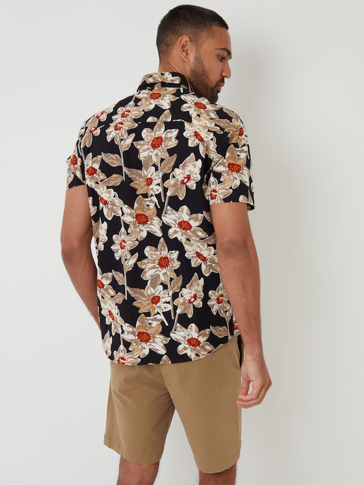 Threadbare Black/chrome Print Short Sleeve Shirt - Image 2 of 4