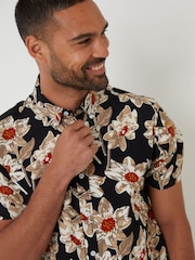 Threadbare Black/chrome Print Short Sleeve Shirt - Image 4 of 4