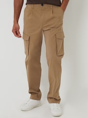 Marrón - Threadbare Relaxed Fit Stretch Cargo Chinos Trousers - Imagen 1 de 4