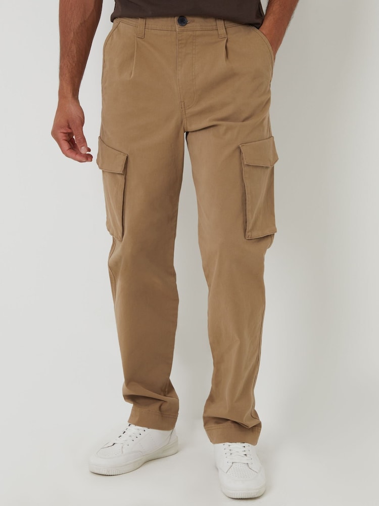 Threadbare Brown Relaxed Fit Stretch Cargo Chinos Trousers - Image 1 of 4 Threadbare Brown Relaxed Fit Stretch Cargo Chinos Trousers - Image 1 of 4