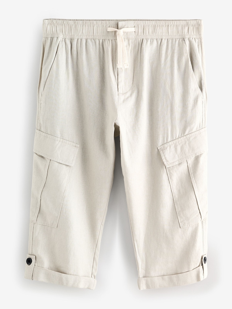 Threadbare Linen Blend 3/4 Length Cargo Trousers - Imagem 1 de 1