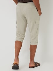 Threadbare Natural Linen Blend 3/4 Length Cargo Trousers - Image 2 of 5