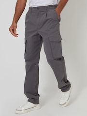 Threadbare Grey Relaxed Fit Stretch Cargo Chinos Trousers - Image 1 of 4