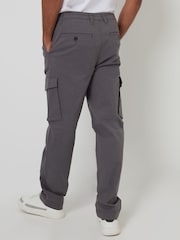 Threadbare Grey Relaxed Fit Stretch Cargo Chinos Trousers - Image 2 of 4
