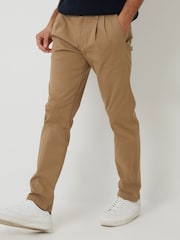 Threadbare Brown Relaxed Fit Stretch Chino Trousers - Image 1 of 4
