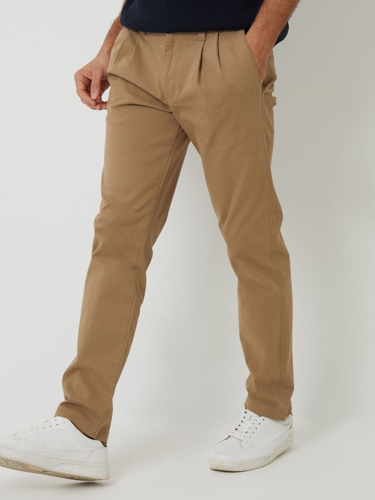 Threadbare Brown Relaxed Fit Stretch Chino Trousers - Image 1 of 4