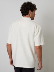 Threadbare Cream Textured Revere Collar Short Sleeve Shirt - Image 2 of 4