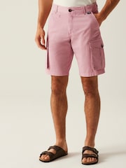 Regatta Pink Mens Shorebay Vintage Look Cargo II 100% Cotton Shorts - Image 1 of 7