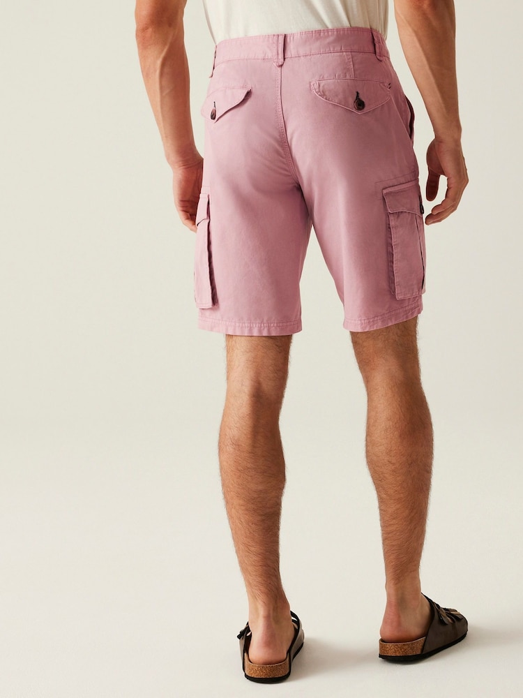 Regatta Pink Mens Shorebay Vintage Look Cargo II 100% Cotton Shorts - Image 2 of 7