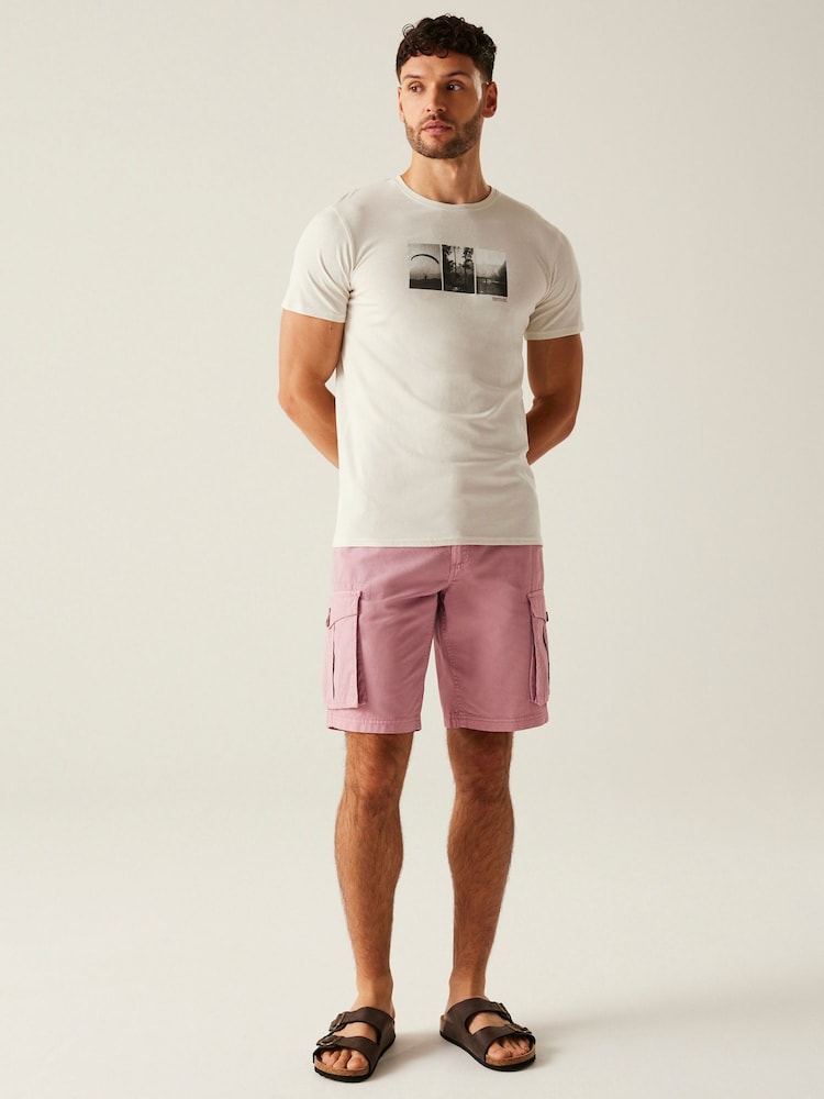 Regatta Pink Mens Shorebay Vintage Look 100% Cotton Cargo II Shorts - Image 3 of 7
