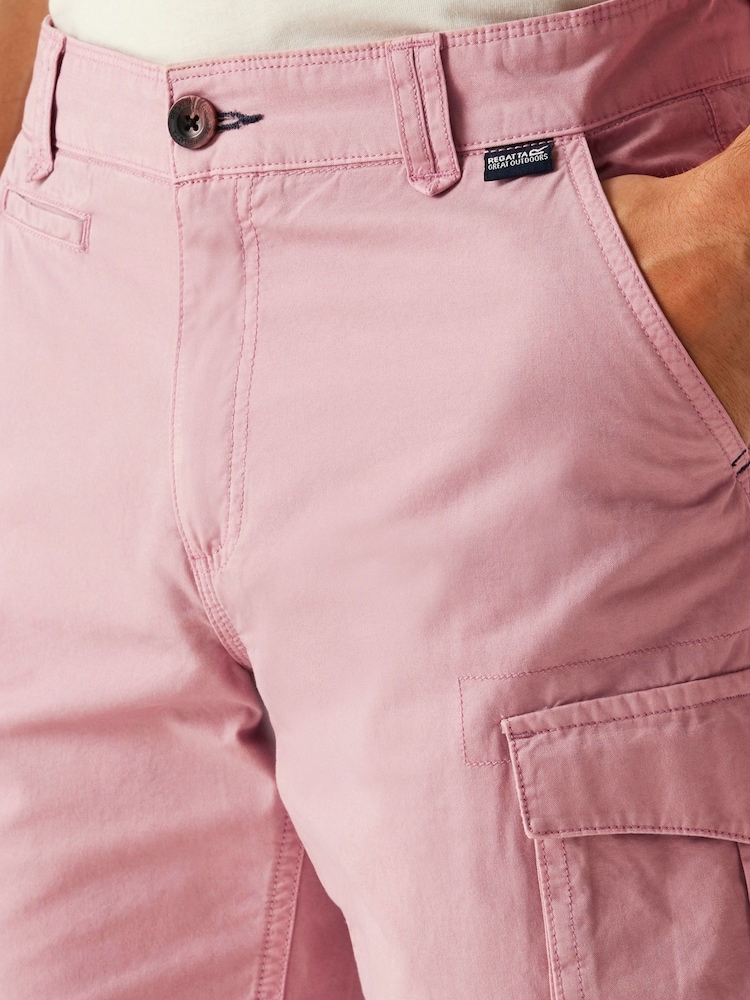 Regatta Pink Mens Shorebay Vintage Look 100% Cotton Cargo II Shorts - Image 4 of 7