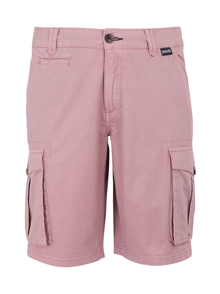 Regatta Pink Mens Shorebay Vintage Look 100% Cotton Cargo II Shorts - Image 5 of 7