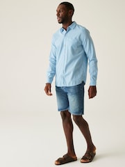 Синий - Regatta Mens Loran Long Sleeve Shirt - Изображение 3 из 4