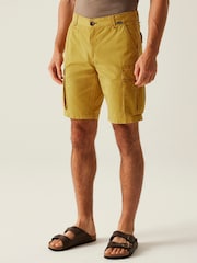 Regatta Yellow Mens Shorebay Vintage Look 100% Cotton Cargo II Shorts - Image 1 of 7