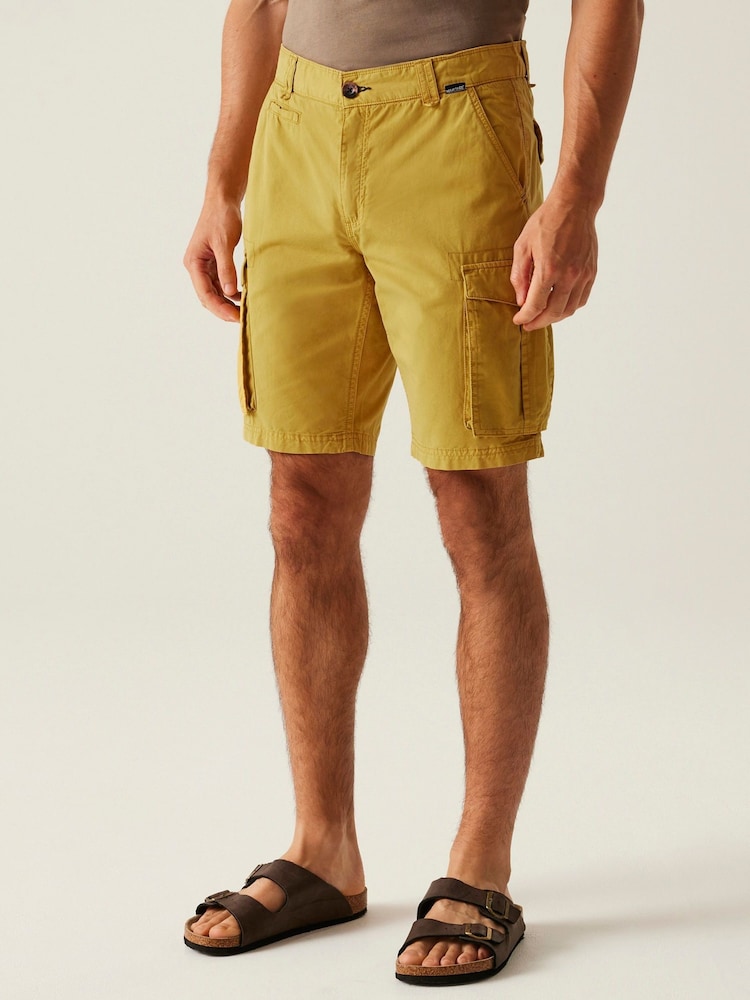 Regatta Yellow Mens Shorebay Vintage Look 100% Cotton Cargo II Shorts - Image 1 of 7