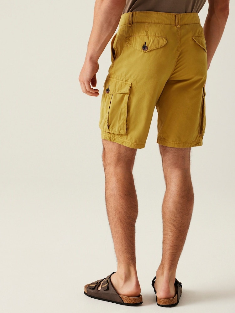 Regatta Yellow Mens Shorebay Vintage Look 100% Cotton Cargo II Shorts - Image 2 of 7
