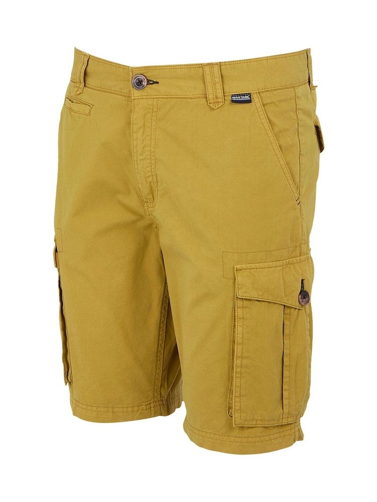 Regatta Yellow Mens Shorebay Vintage Look 100% Cotton Cargo II Shorts - Image 7 of 7