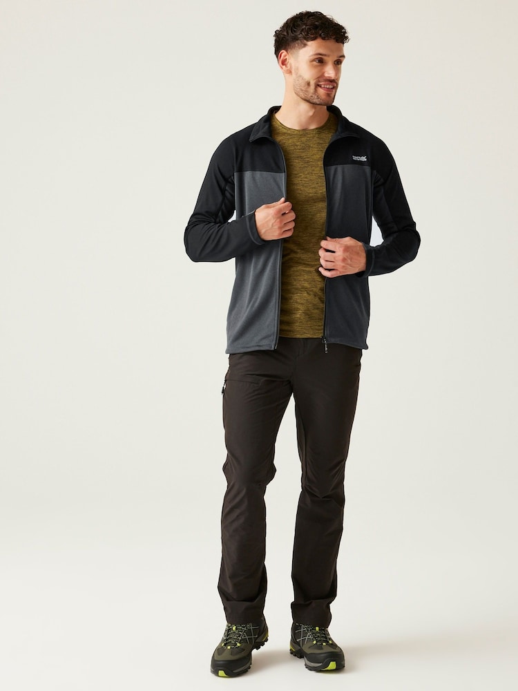 Regatta Grey Mens Highton Full Zip Midlayer V-Neck Fleece - Image 3 of 7