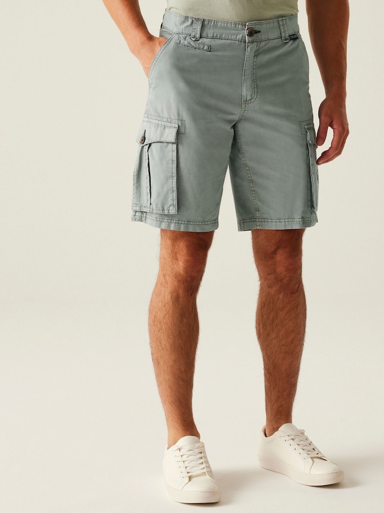 Regatta Grey Mens Shorebay Vintage Look 100% Cotton Cargo II Shorts - Image 1 of 7