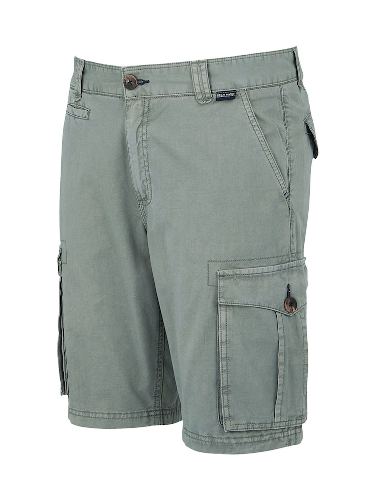 Regatta Grey Mens Shorebay Vintage Look 100% Cotton Cargo II Shorts - Image 7 of 7