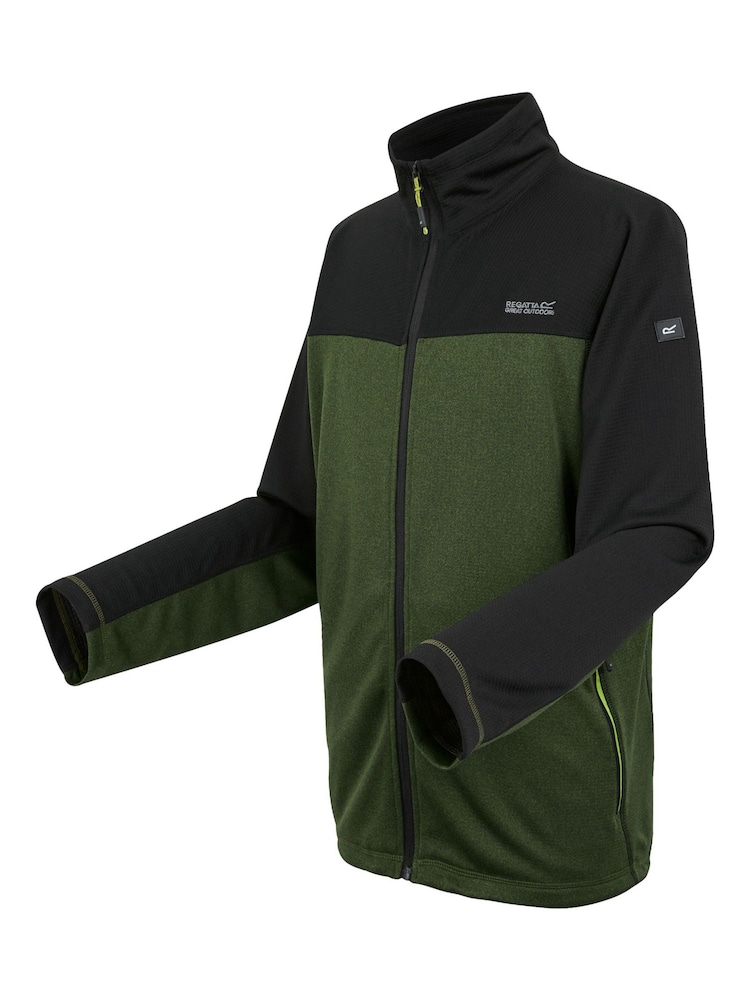 Verde - Regatta Mens Altoton Full Zip Midlayer V-Neck Fleece - Imagen 7 de 7