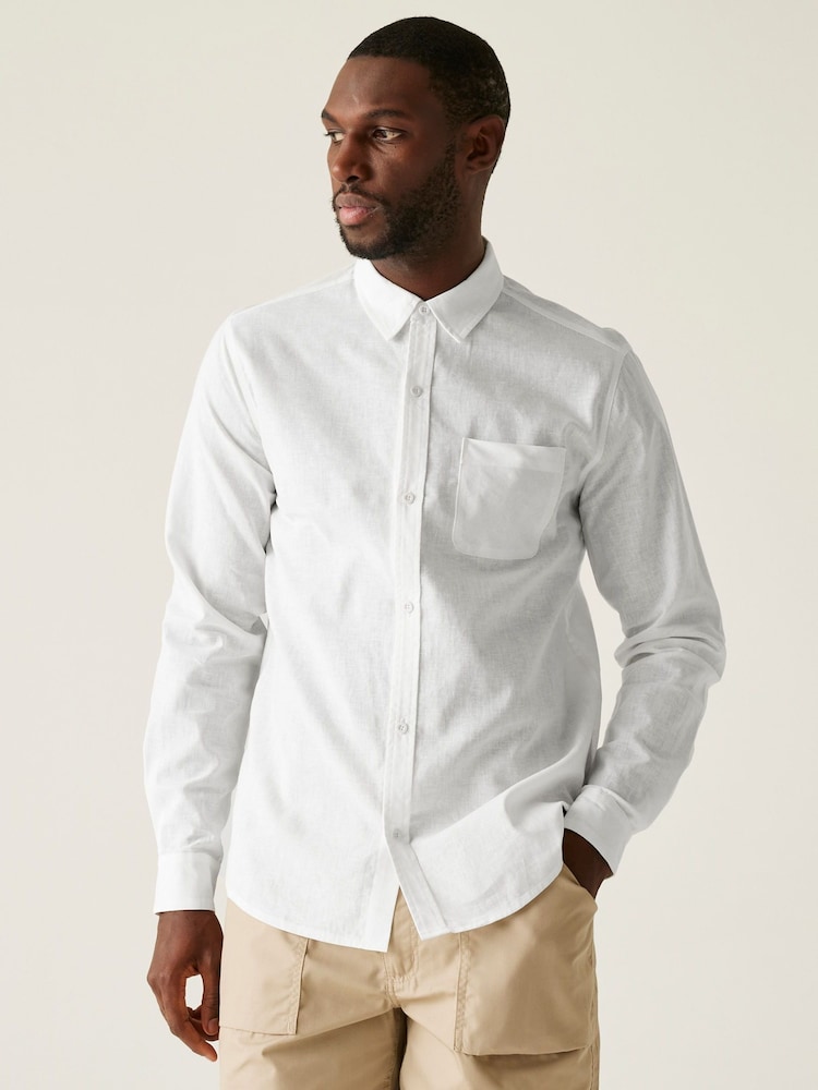 Regatta White Mens Loran Long Sleeve Shirt - Image 1 of 7