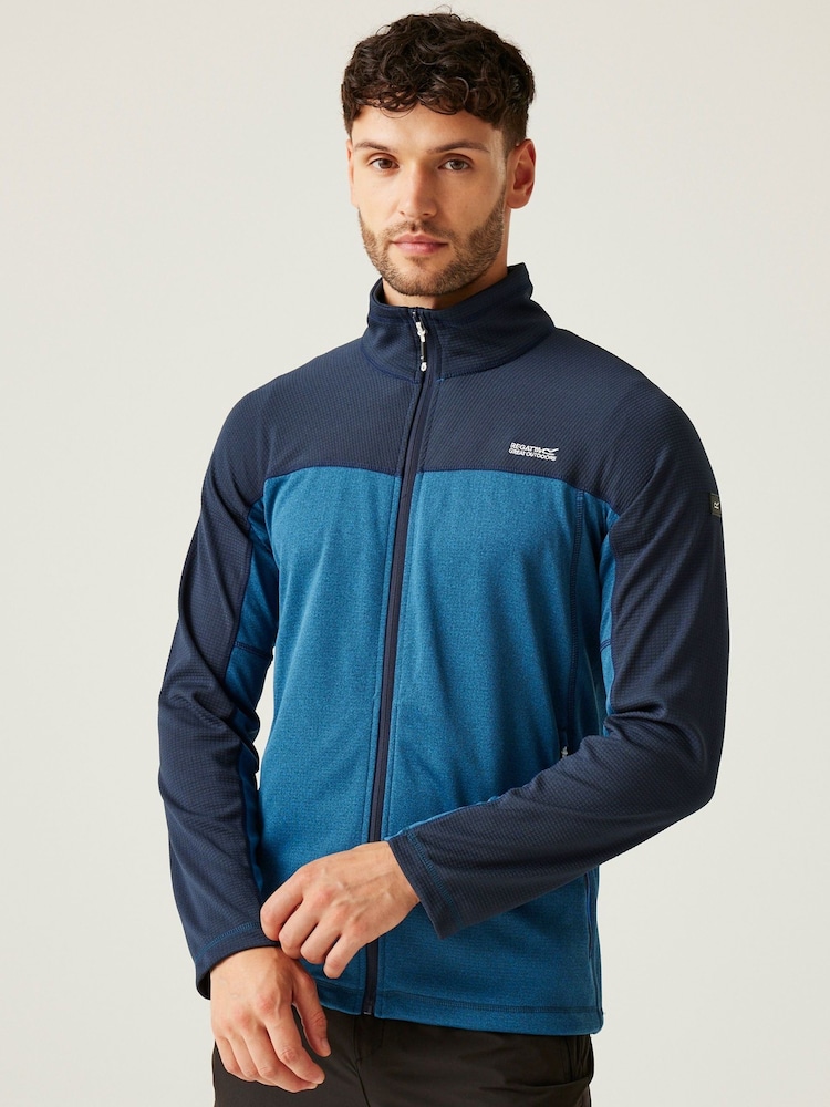 Azul de Chrome - Regatta Mens Altoton Full Zip Midlayer V-Neck Fleece - Imagen 1 de 7