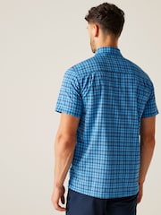 Regatta Blue Mens Begarno Short Sleeve Checked Shirt - Image 2 of 6