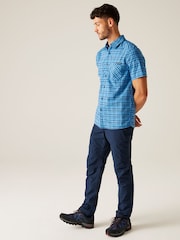 Regatta Blue Mens Begarno Short Sleeve Checked Shirt - Image 3 of 6