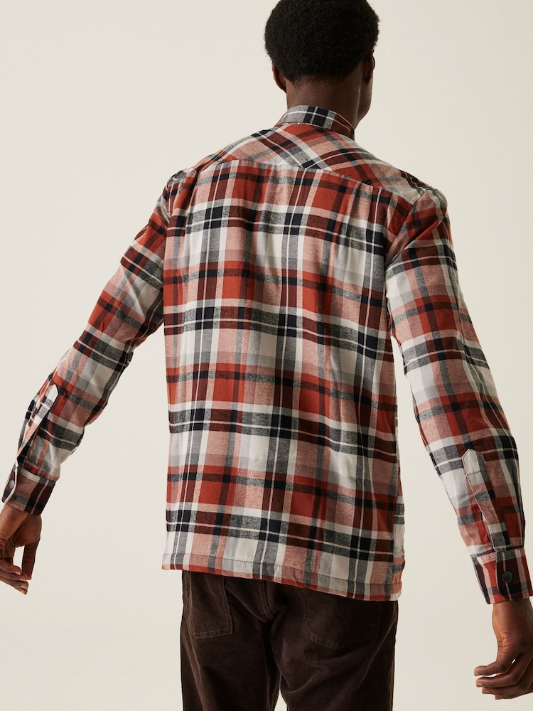 Regatta Orange Mens Thamos Long Sleeved Checked Shirt - Image 2 of 8