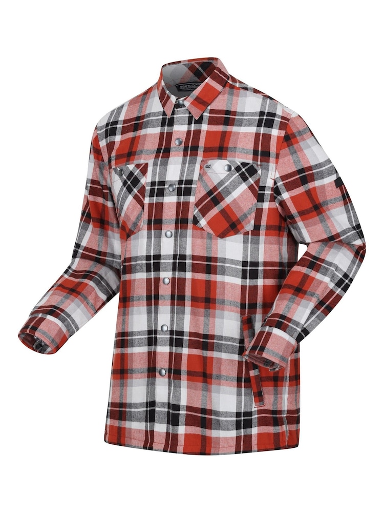 Regatta Orange Mens Thamos Long Sleeved Checked Shirt - Image 8 of 8