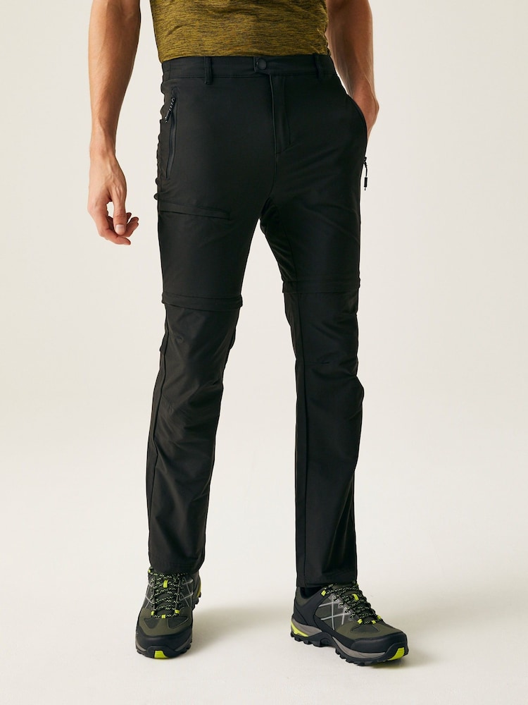 Regatta Black Mens Highton II Zip Off Walking Trousers - Image 1 of 10