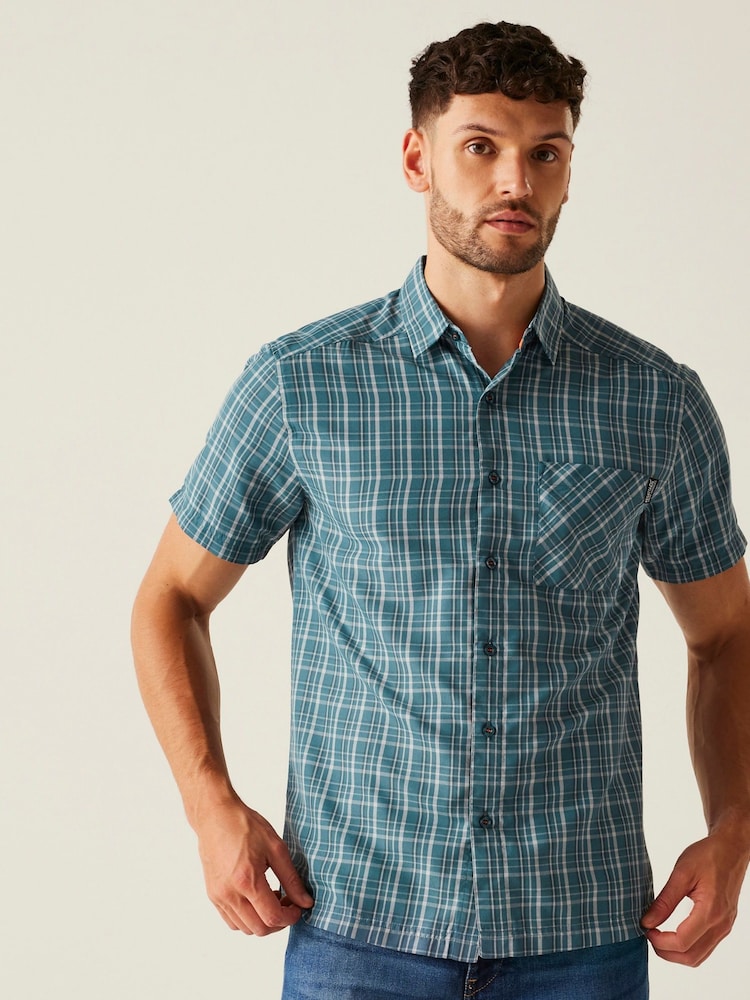 Regatta Blue Chrome Mens Mindano IX Short Sleeve Shirt - Image 1 of 7