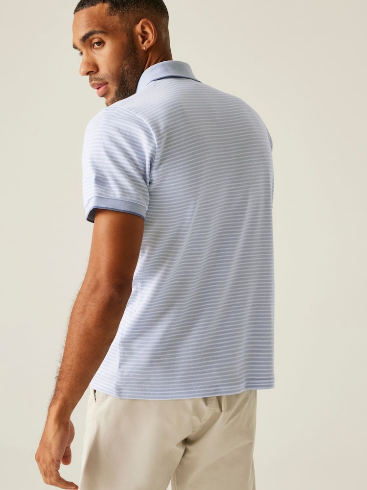 Синий с хромированной отделкой - Regatta Mens Tiver 100% Cotton Polo Shirt - Image 2 of 4